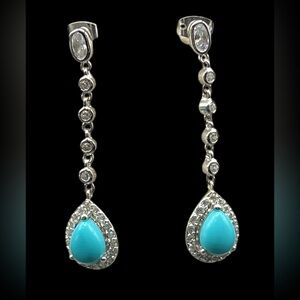 Elegant Silver and Turquoise Drop Earrings